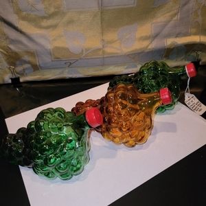 Set of 3 Italian Grape Bottles Decanter from the 1960s Beautiful 6x3"